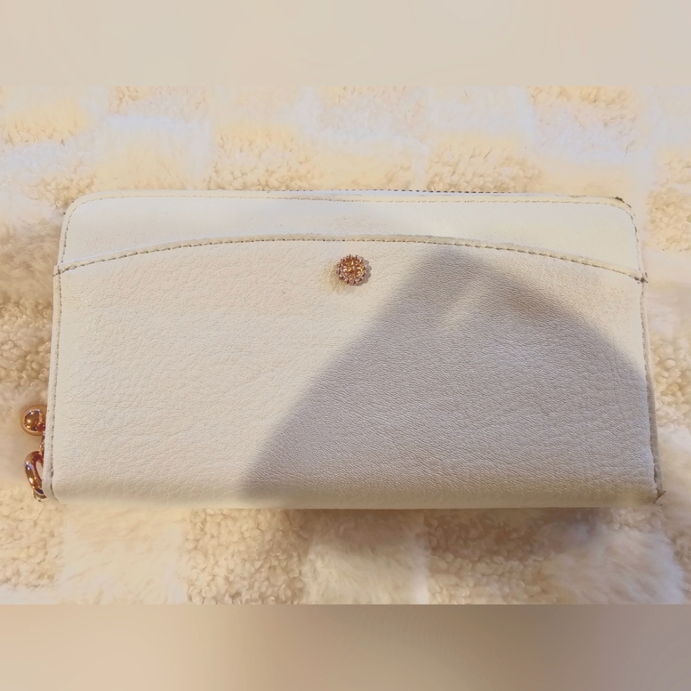 LC Lauren Conrad White Wallet with Rose Gold Accents
